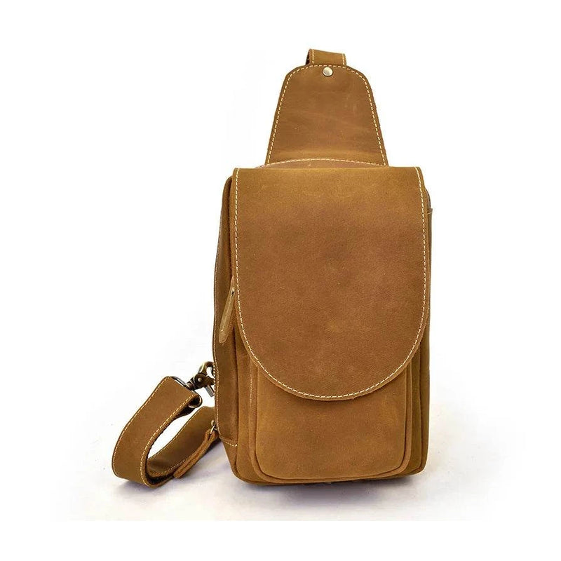 Retro Genuine Leather Crossbody Bag for Men Anti-Theft Chest Bag - VacationGrabs
