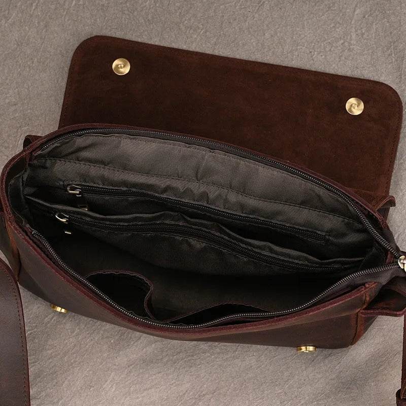 Men's Leather Crossbody Bag – High Quality Crazy Horse School Bag - VacationGrabs