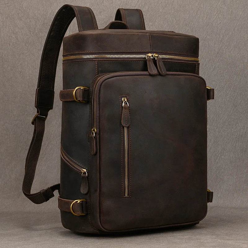 Casual Leather Backpack Crazy Horse Vintage Style for Men - VacationGrabs