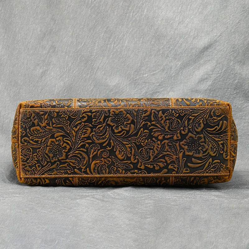 Retro Genuine Leather Shoulder Bag for Women Luxury Designer Tote - VacationGrabs