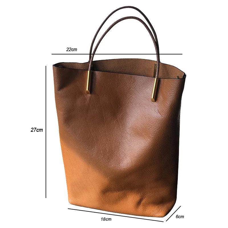 Wallets, Handbags & Accessories Simple Genuine Leather Women's Bucket Bag Natural Soft Leather