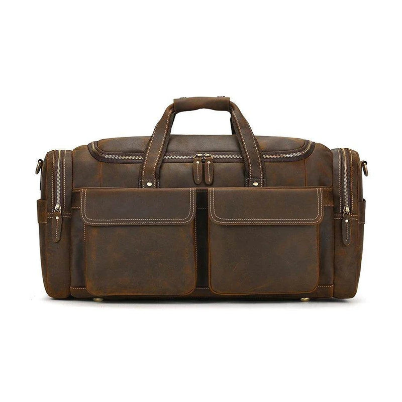 Big Capacity Leather Baggage Bag for Men Travel Weekender - VacationGrabs
