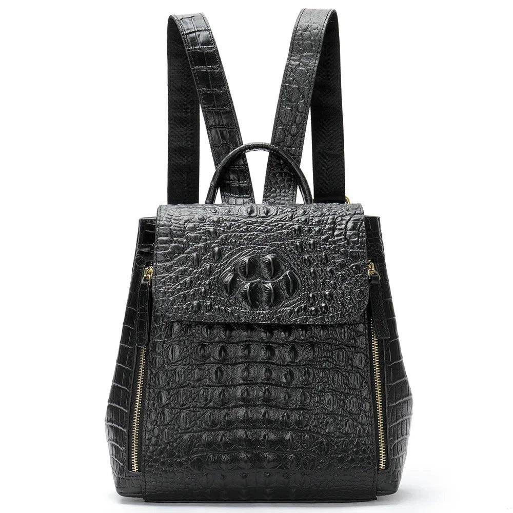 Textured Crocodile Pattern Leather Daypacks for Women 5 - VacationGrabs