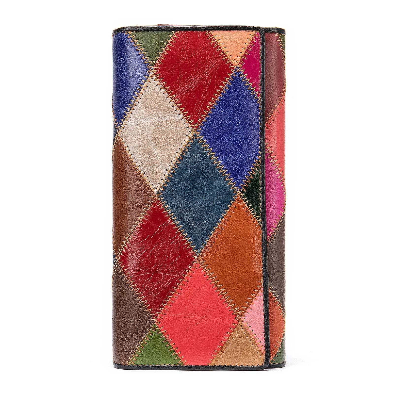 Real Cowskin Long Wallet for Women with Card Holder & Coins Pouch - VacationGrabs