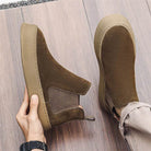Men’s Genuine Leather Mid Top Boots British Style Chelsea - VacationGrabs
