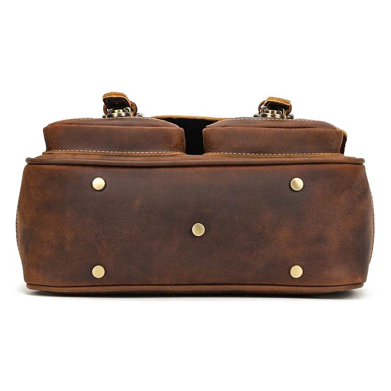 Large Leather Messenger Bag for Men Cowskin Shoulder Bag - VacationGrabs