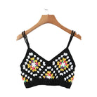 Boho Crochet Cropped Camis Tank Top Handmade Knittted - VacationGrabs