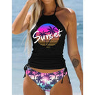Women's Swimwear - 2PC Women's Bathing Suit Drawstring Side Halter Neck Tankini Set Beach Wear