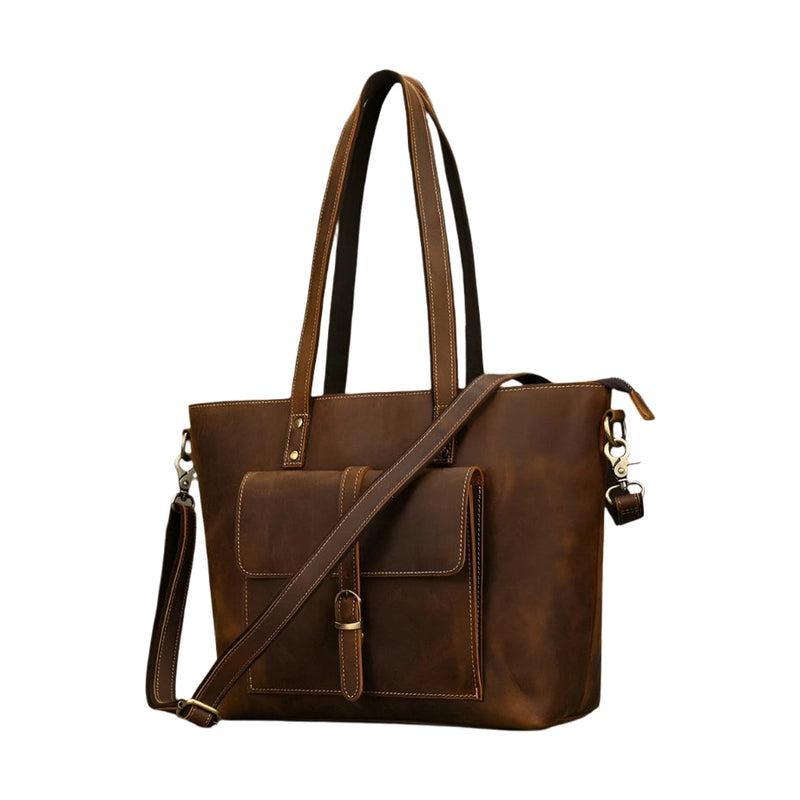 Custom Leather Handbag – Women's Business Totes Travel Bag - VacationGrabs