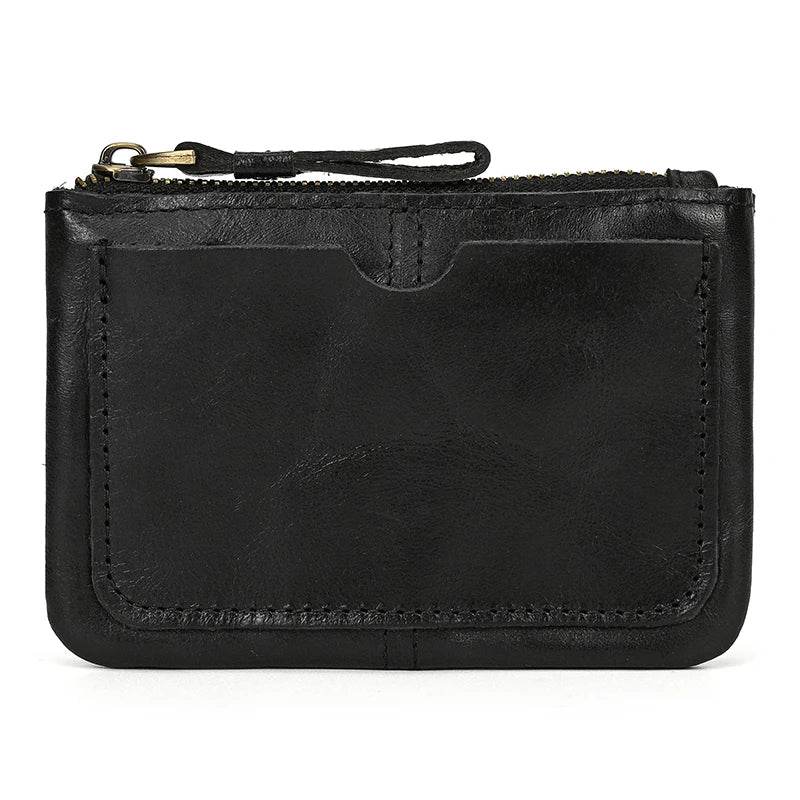 Mini Coin Purse Genuine Leather Real Cowhide Small Wallet with Key Ring - VacationGrabs