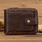 Genuine Leather Short Wallet for Men & Women 2-Fold Coin Purse - VacationGrabs