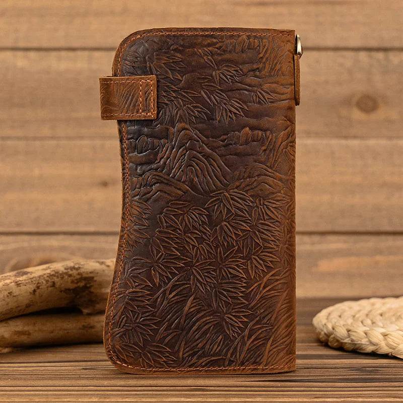 Luxury Designer Men’s Leather Wallet with 3D Tiger Dragon Embossing - VacationGrabs