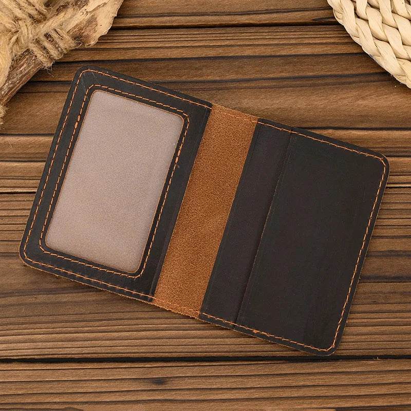 Men’s Simple Design Small Wallet Genuine Leather Short Purse - VacationGrabs