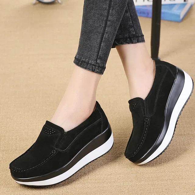 Women's Shoes - Sneakers Platform Flat Loafers Suede Leather Moccasins