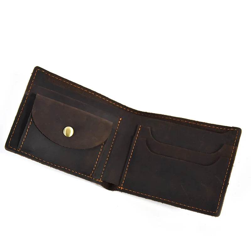 Vintage Men’s Leather Short Wallet Slim Bifold Coin Purse - VacationGrabs