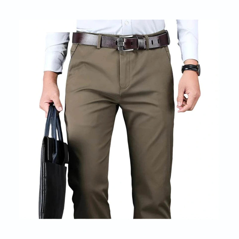 Men’s Casual Cotton Straight Leg Pants Part Elastic Waist 4 - VacationGrabs