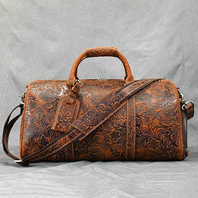 Duffel Bag for Men Crazy Horse Leather - VacationGrabs