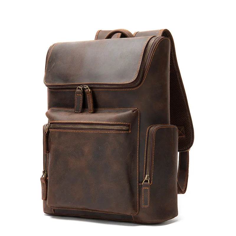 Men's Genuine Leather Travel Laptop Backpack Designer Bag - VacationGrabs