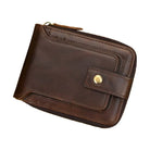 Genuine Leather Short Wallet for Men & Women 2-Fold Coin Purse - VacationGrabs