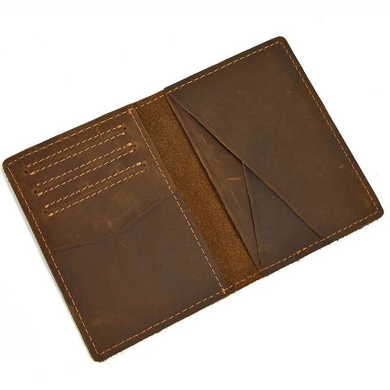 Simple Design Genuine Leather Card Holder Passport Wallet for Men - VacationGrabs