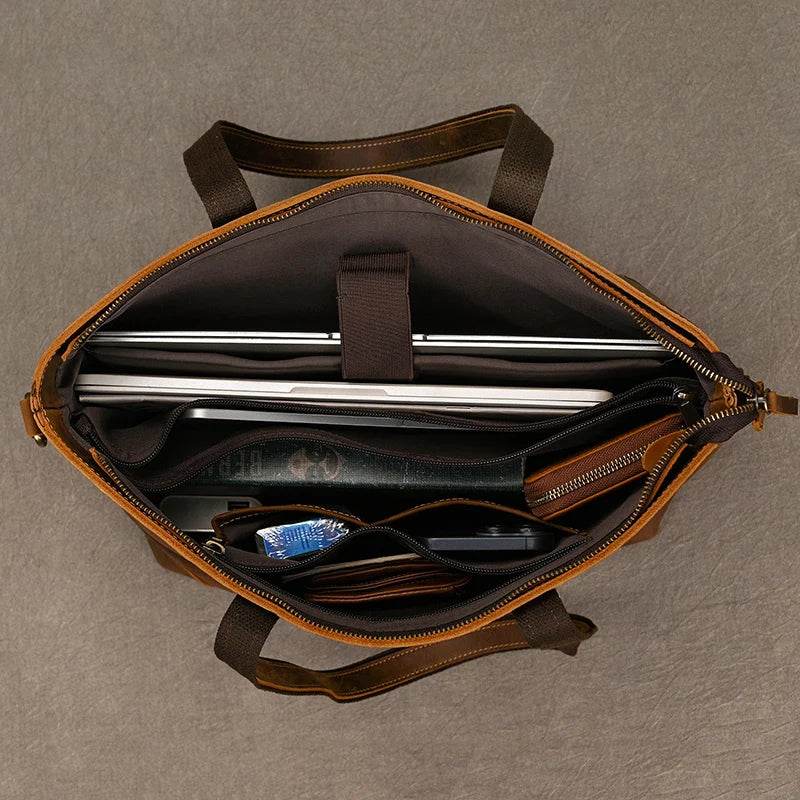 Luxury Designer Women’s Leather Shoulder Bag Laptop Crossbody Tote - VacationGrabs