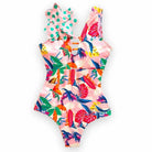 Ruffle Print Floral One Piece Slimming Swimwear - VacationGrabs