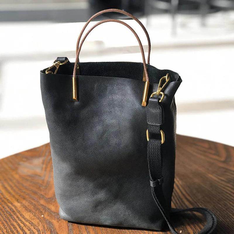 Wallets, Handbags & Accessories Simple Genuine Leather Women's Bucket Bag Natural Soft Leather