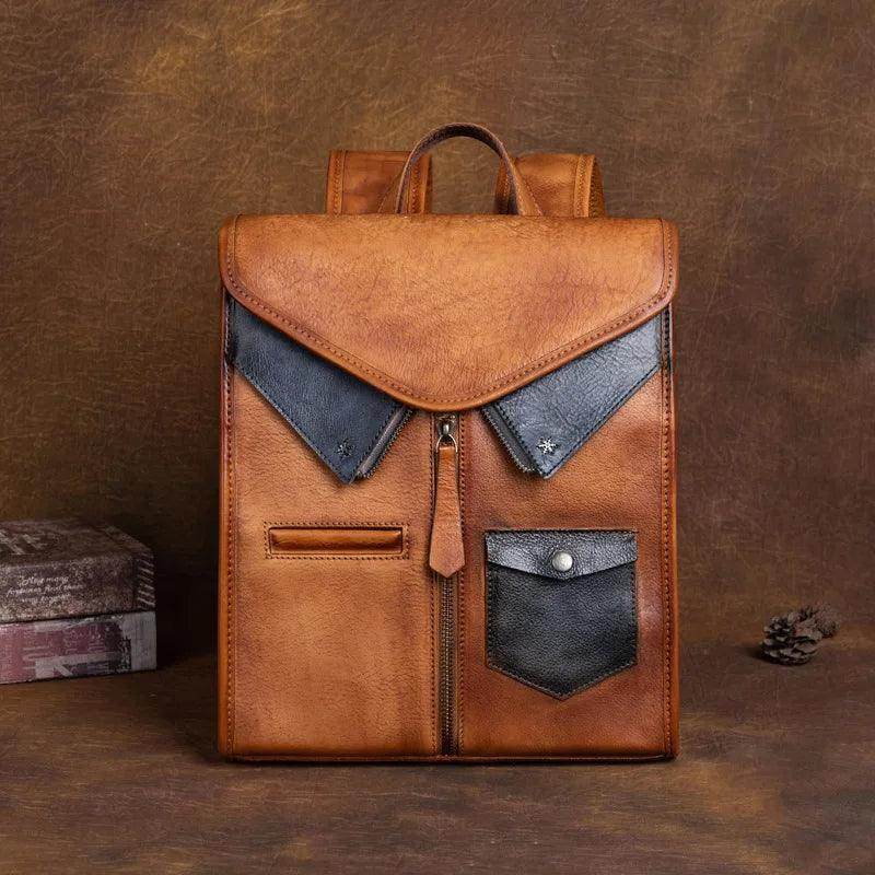 Colorful Vintage Genuine Leather Backpacks Women Travel - VacationGrabs