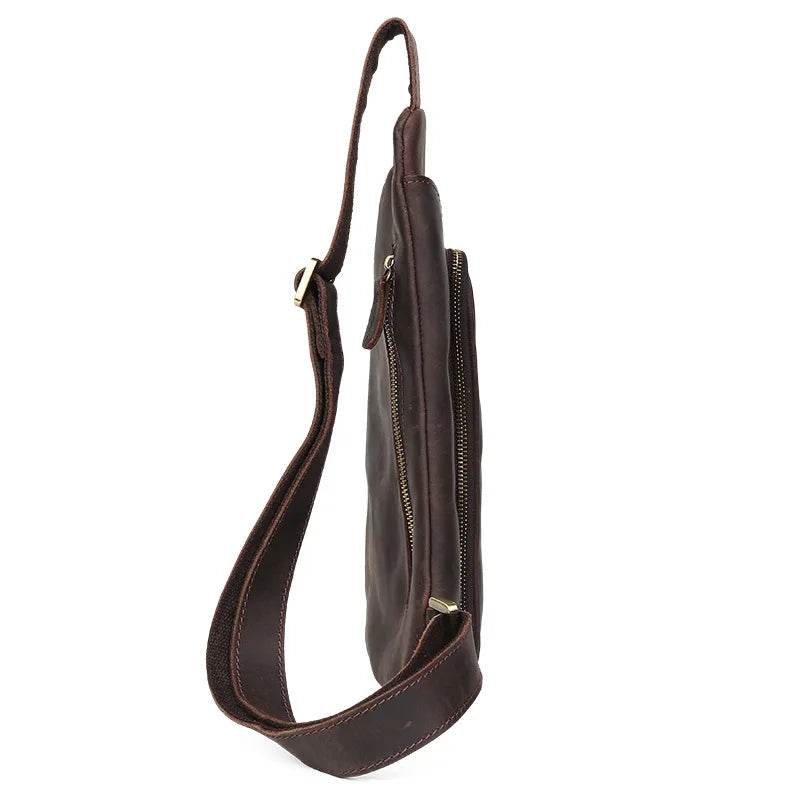 Genuine Leather Chest Bag Crazy Horse Vintage Crossbody Sling - VacationGrabs