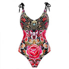 Bold Floral Womens Backless Bathing Suit - VacationGrabs