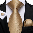 Gold & Beige Silk Tie Set for Men - VacationGrabs