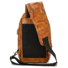 Soft Cowhide Men's Chest Bag Crossbody USB Sling Outdoor Pack - VacationGrabs