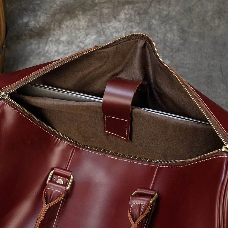 True Leather Weekender Duffle Bag Large Travel Men’s Luggage - VacationGrabs