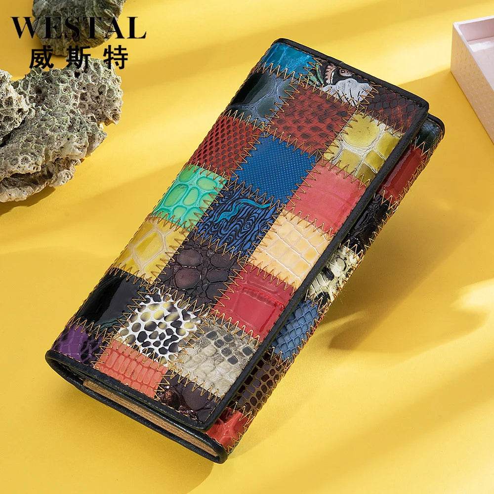 Real Cowskin Long Wallet for Women with Card Holder & Coins Pouch - VacationGrabs