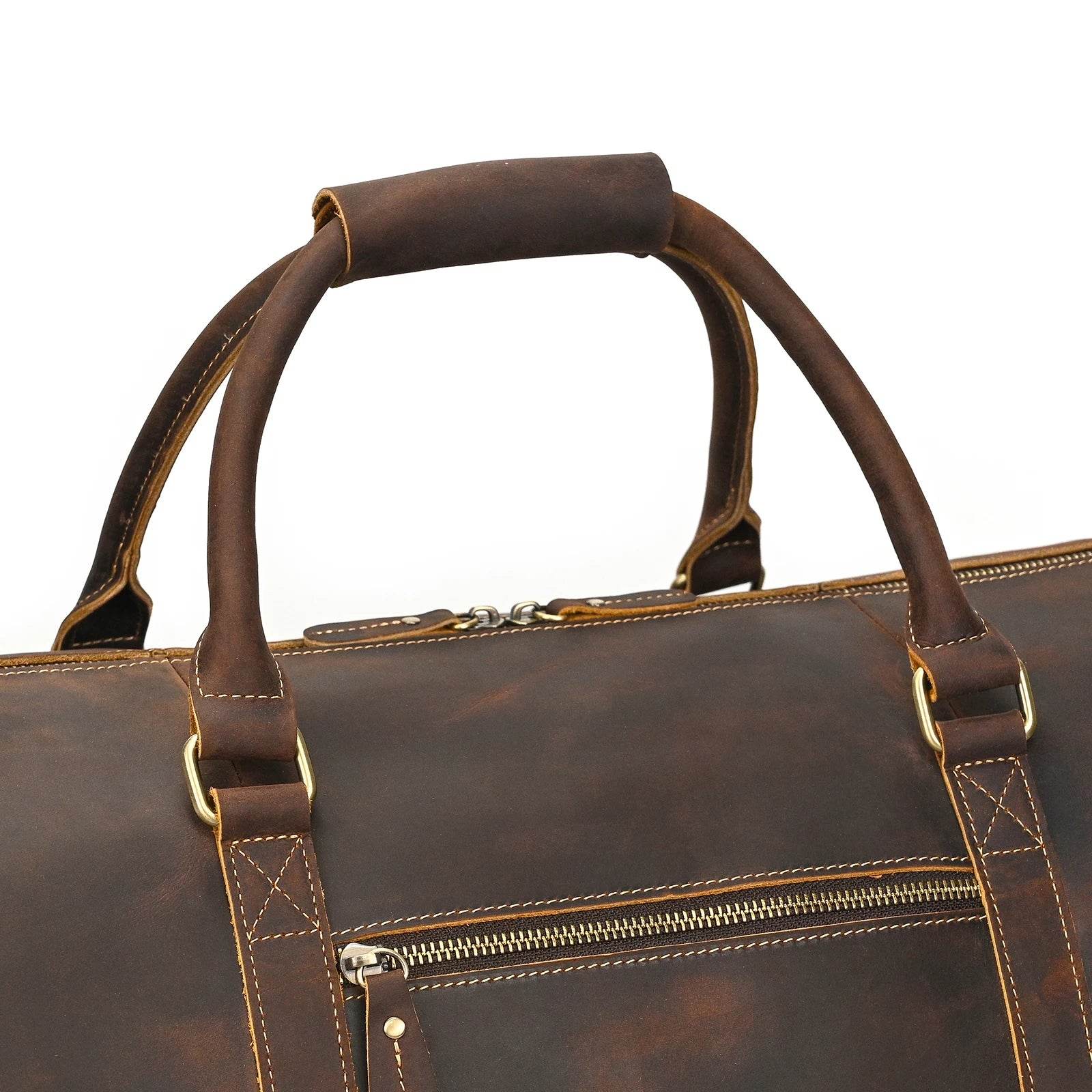 Men's Genuine Leather Travel Bag – Luggage with Shoe Compartment - VacationGrabs