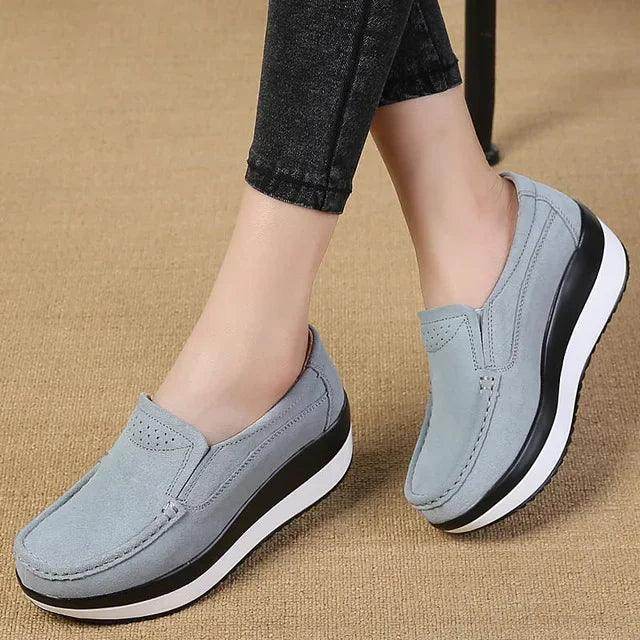 Women's Shoes - Sneakers Platform Flat Loafers Suede Leather Moccasins