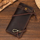 Genuine Leather Long Wallet with Wrist Belt Strap Chain Wallet Gift - VacationGrabs