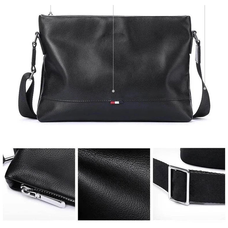 Thick Genuine Leather Shoulder Messenger Bag Anti-Theft - VacationGrabs