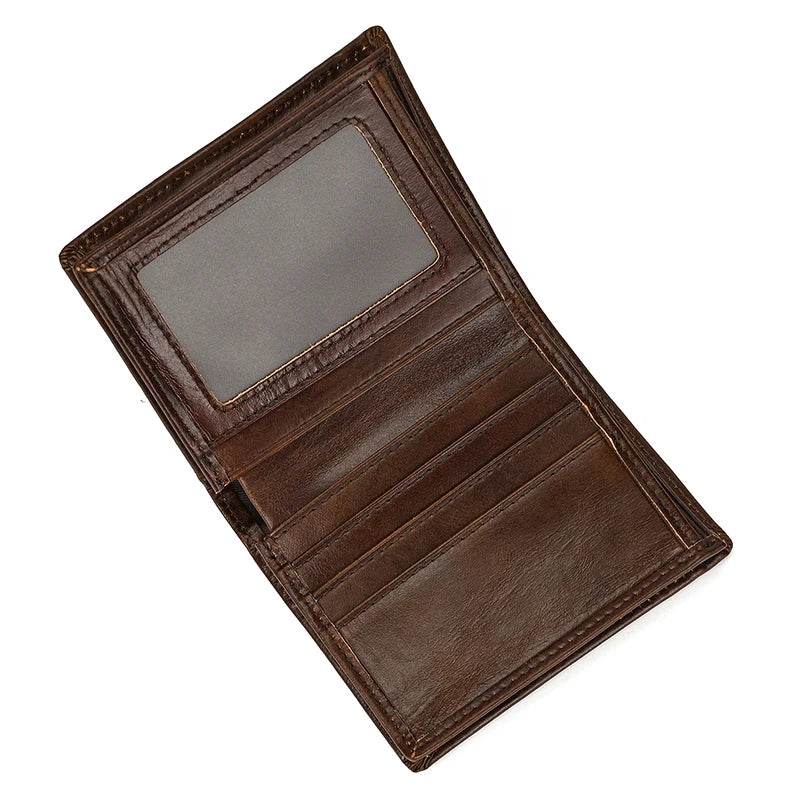 Vintage Men’s Leather Short Wallet Slim Bifold Coin Purse - VacationGrabs