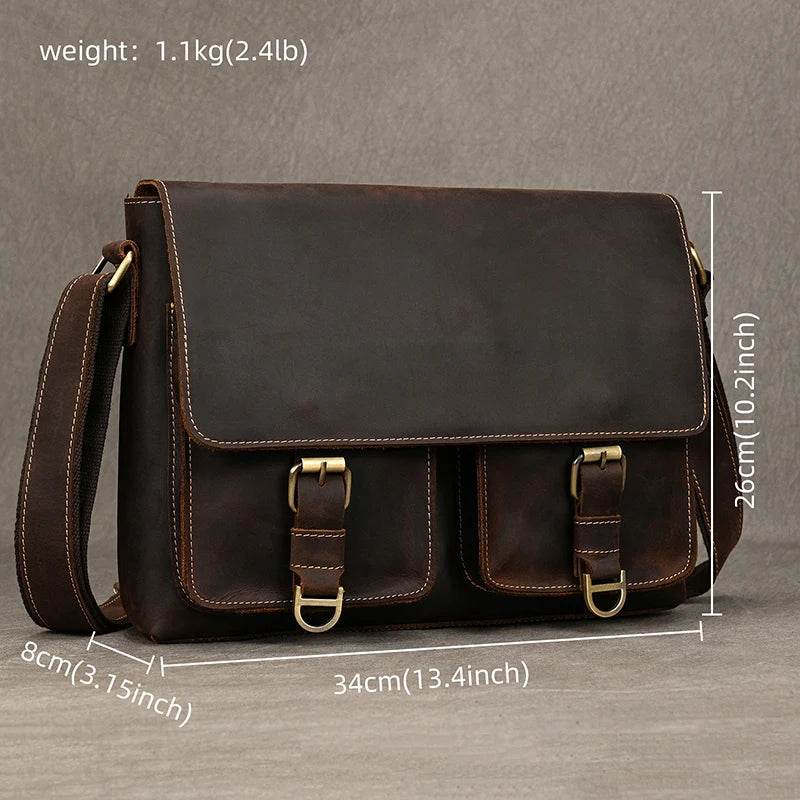 Vintage Real Leather Men's Crossbody Shoulder Bag Sling Bag - VacationGrabs
