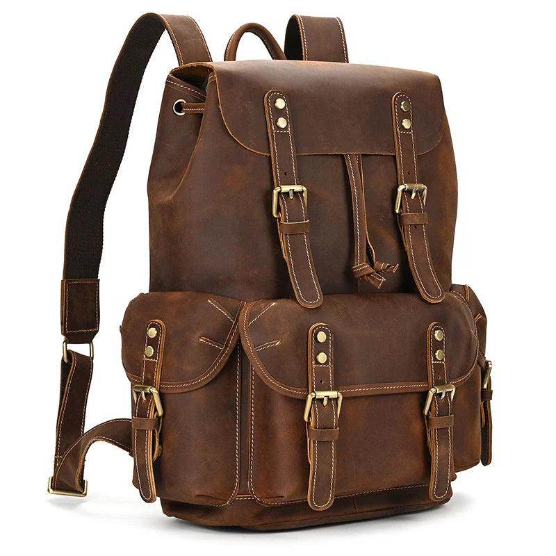 Leather Backpack Luxury Male Real Leather Travel Day Bag - VacationGrabs