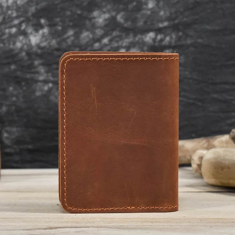 Simple Design Genuine Leather Card Holder Passport Wallet for Men - VacationGrabs