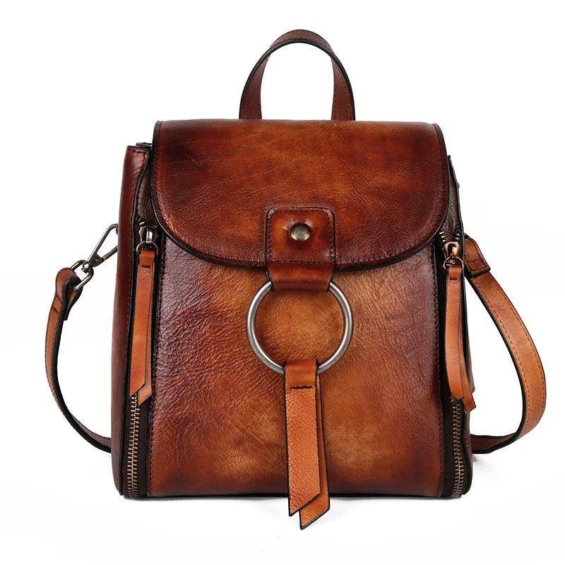 Retro Design Womens High Quality Leather Backpack Daypack - VacationGrabs