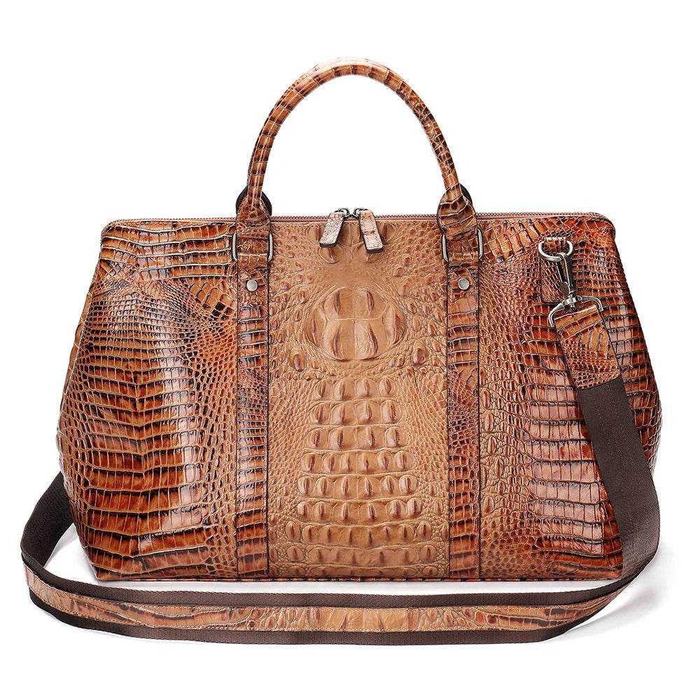 Luxury Alligator Style Leather Handbag for Men & Women Travel Bag - VacationGrabs