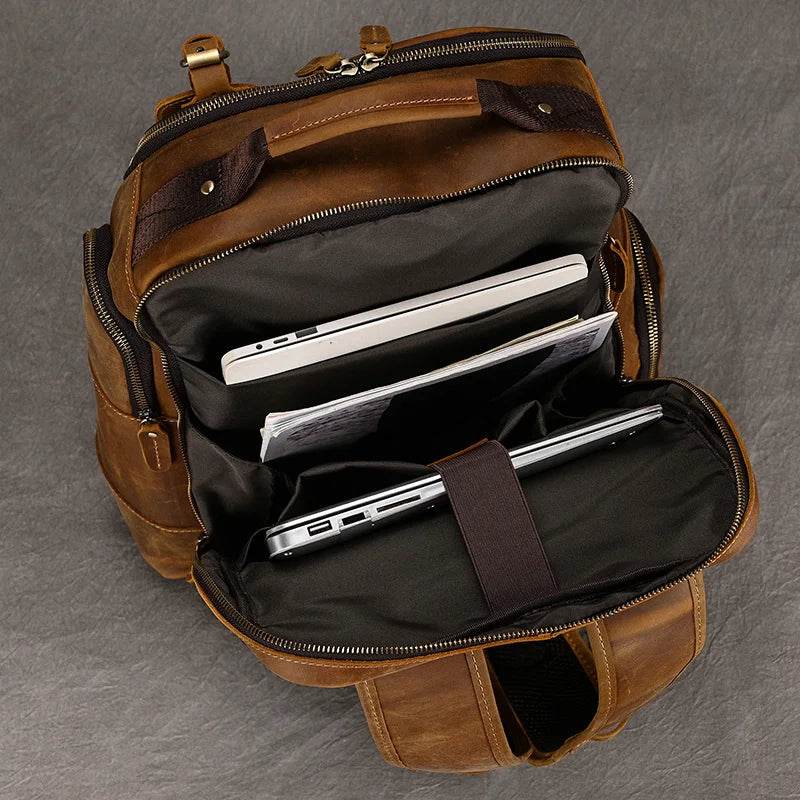 Hot Multifunction Fashion Men Backpack Vintage Leather Daypack - VacationGrabs