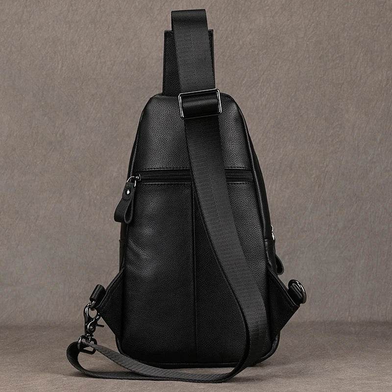 Summer Outdoor Leather Sling Chest Bag for Men - VacationGrabs