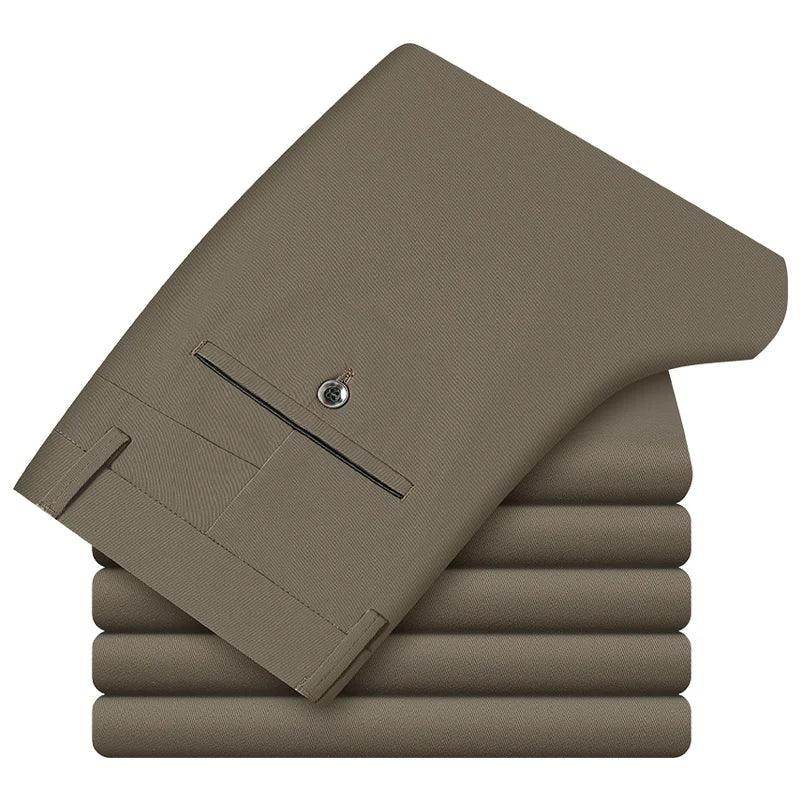 Men’s Casual Cotton Straight Leg Pants Part Elastic Waist 4 - VacationGrabs