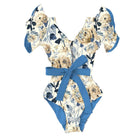 Women's Ruffle Sleeve Deep-V Bathing Suit - VacationGrabs