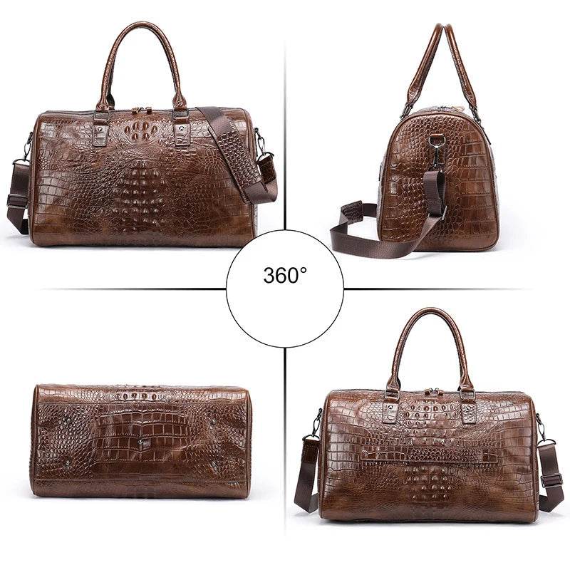 Men's Fashion Leather Travel Bag – Real Leather Overnight Duffel - VacationGrabs