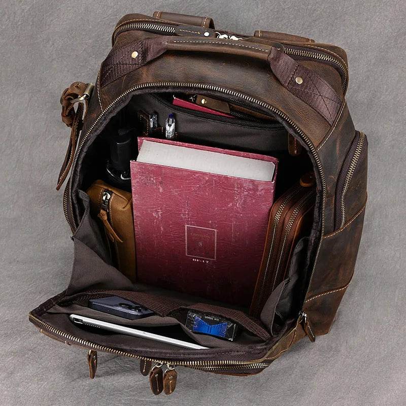 Vintage Fashion Leather Men’s Travel Backpack Luxury Daypack - VacationGrabs